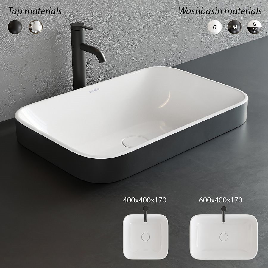 Duravit HAPPY D2 PLUS Rectangular Washbasin Set2